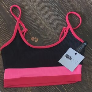 NWT Beach Riot Women's Black and Pink Bralette